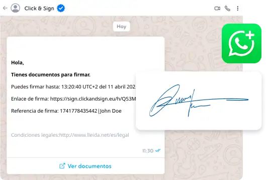 Electronic document signing via WhatsApp Business