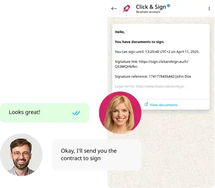 Sample screen showcasing Click & Sign’s core e-signature features