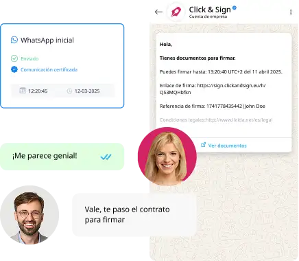 Pantalla de ejemplo con las principales características de firma electrónica de Click & Sign